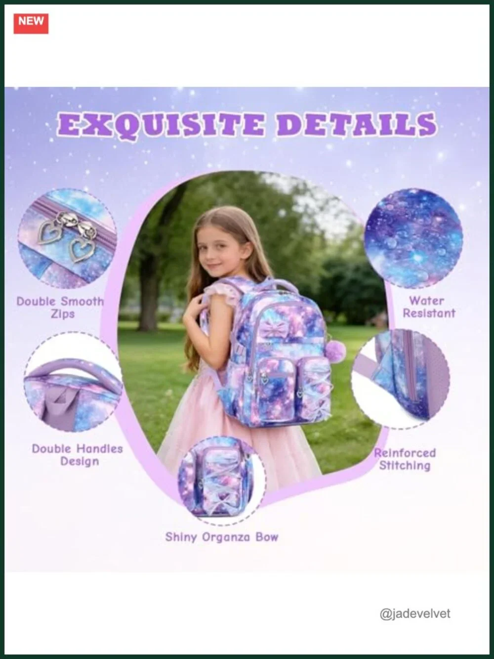 Girls Backpack with Pendant, 15.6